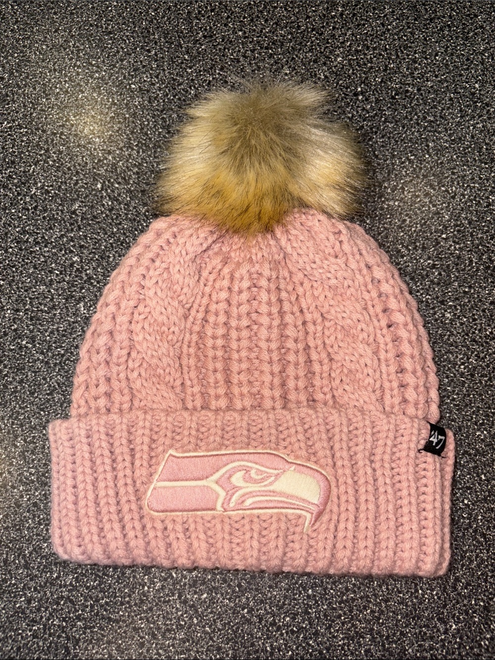 Seattle Seahawks Pink Pom Knit Beanie.  One size.